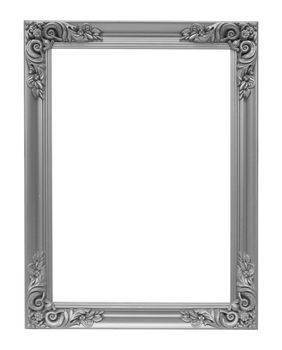 The antique silver vintage frame luxury isolated white background.