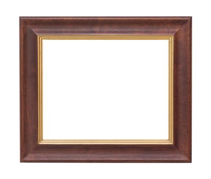 Old wooden plate frame isolated white background.