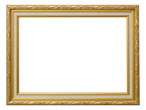 Beautiful gold vintage frame luxury isolated white background.
