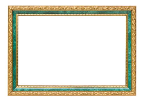 Beautiful gold vintage frame luxury jade isolated white background.