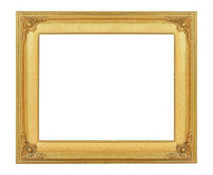 Gold vintage frame luxury isolated white background.