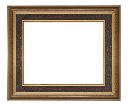 Wooden frame modern vintage isolated white background.