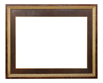 Wooden frame modern vintage isolated white background.