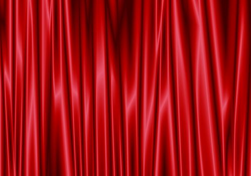 Red curtain reflect with light spot on background.