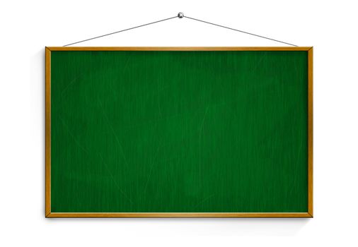 New Black chalk board with wooden frame  isolated on white background.