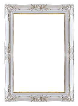 Frame white and gold copper vintage isolated background.