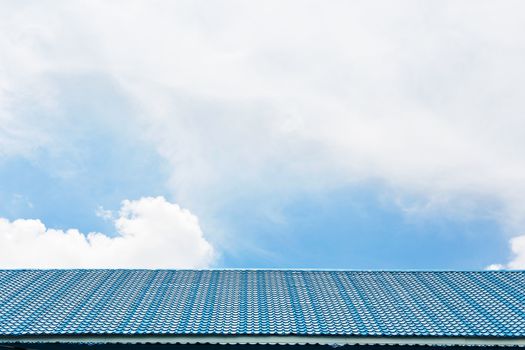 Blue tile roof on the sky.