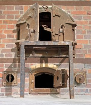 Dachau, Germany on july 13, 2020: Oven in the crematorium at the Dachau concentration camp