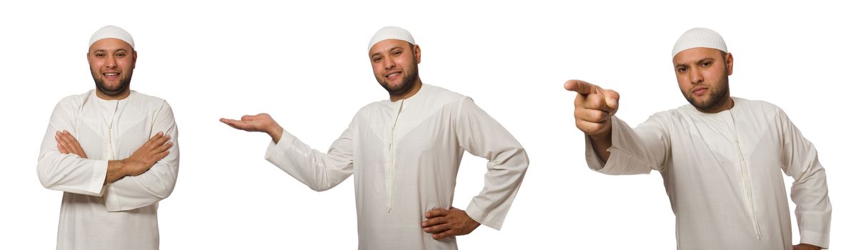 Concept with arab man isolated on white
