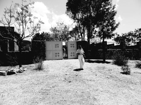 Tesseney, Eritrea - 10/11/2020: Beautiful photography of the landscape from the villages near the bord from Ethiopia. Old desert villages with some domestic animals.