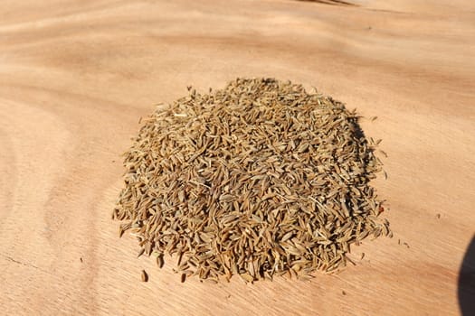 healthy and spicy Cumin stock on wooden background