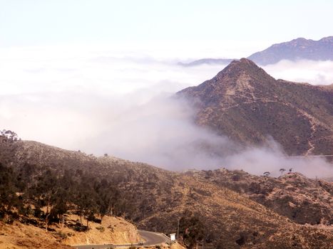 Tesseney, Eritrea - 10/11/2020: Beautiful photography of the landscape from the villages near the bord from Ethiopia. Old desert villages with some domestic animals.