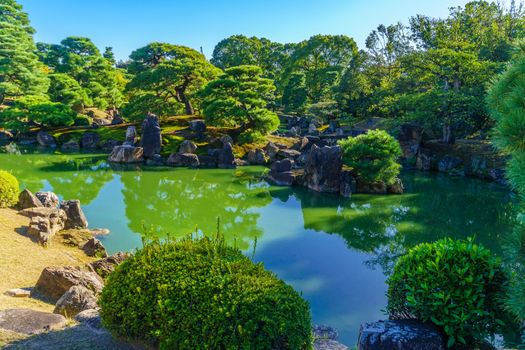 View of a garden in the Nijo Castle, in Kyoto, Japan