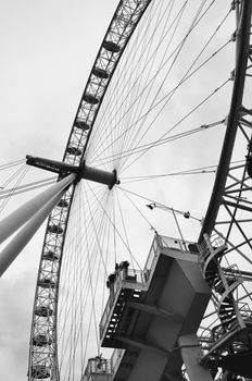 LONDON, UK - CIRCA SEPTEMBER 2011: The London Eye in black and white.