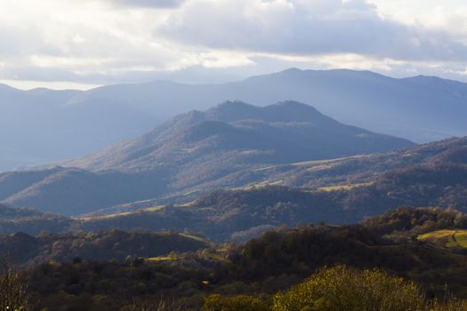 Autumn and fall landscape in Kakheti, Georgia. Nature background.