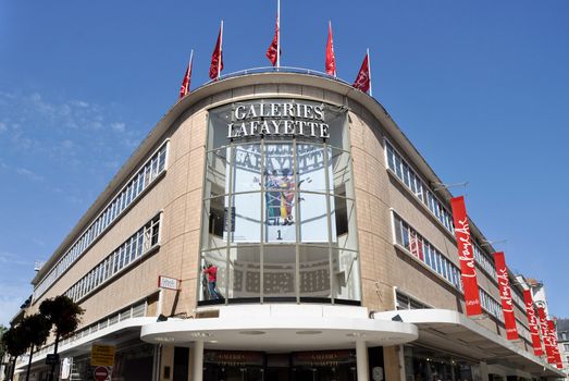 NANTES, FRANCE - CIRCA AUGUST 2011: The Galeries Lafayette department store in the city centre.