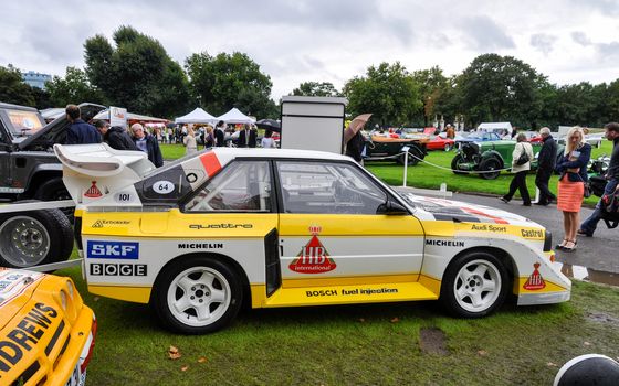 LONDON, UK - CIRCA SEPTEMBER 2011: An Audi Sport Quattro S1 E2 at Chelsea Autolegends. The Audi Quattro S2 was a Group B rally car.