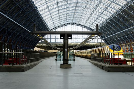 LONDON, UK - CIRCA MARCH 2012: A Eurostar train at St Pancras International station.