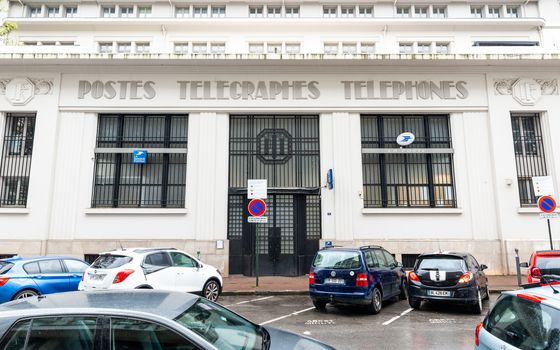BAYONNE, FRANCE - MARCH 16, 2019: The Post Office is closed because of the outbreak of Coronavirus and the subsequent lockdown.