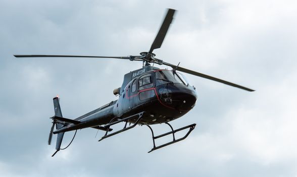 September 12, 2020, Kaluga region, Russia. Helicopter Aerospatiale AS.350 Ecureuil at the airport Oreshkovo.