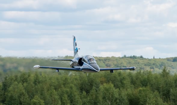 September 12, 2020, Kaluga region, Russia. The Aero L-39 Albatros training aircraft performs a training flight at the Oreshkovo airfield.