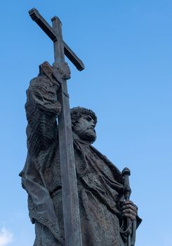 March 22, 2020, Moscow, Russia. Monument to Prince Vladimir the Great on Borovitskaya Square in Moscow.