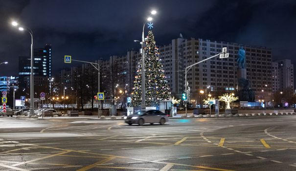 January 22, 2020, Moscow, Russia. New Year tree on October Square in Moscow.