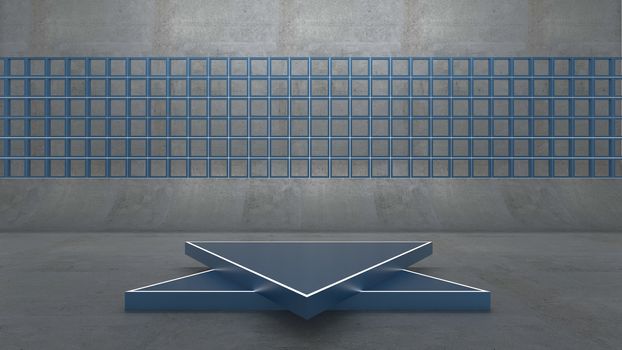 3d rendering of triangle podium for show product