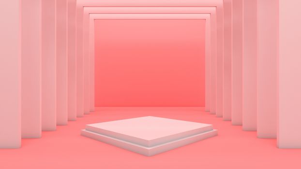 3d rendering of rectangle podium for show product