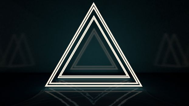 3d rendering of abstract triangle in neon light