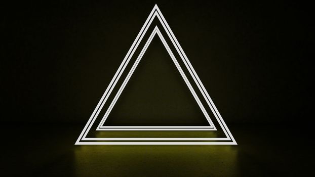 3d rendering of abstract triangle in neon light