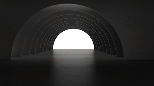 3d rendering of abstract tunnel art design