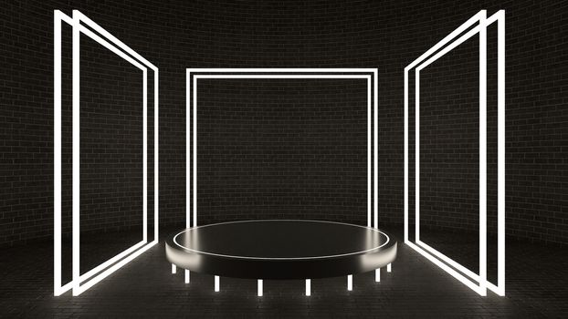 3d rendering of circle podium for show product