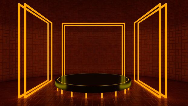 3d rendering of circle podium for show product