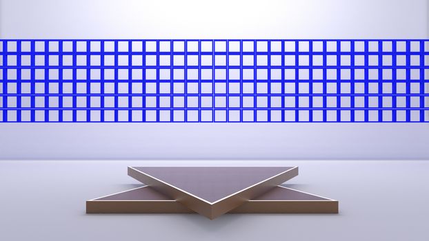 3d rendering of triangle podium for show product