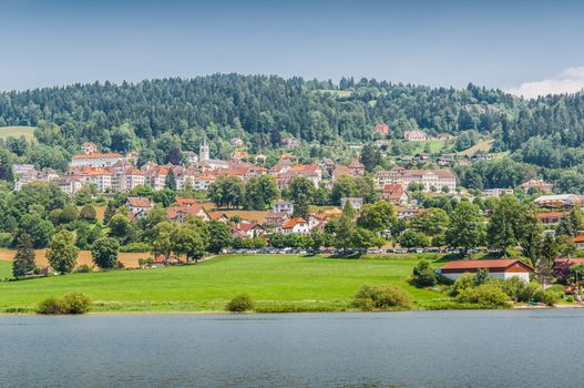 Villers-le-Lac on the banks of the Doubs and the Doubs waterfalls in France