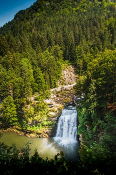 Doubs Falls on the Franco-Swiss border in France