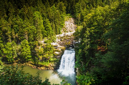 Doubs Falls on the Franco-Swiss border in France