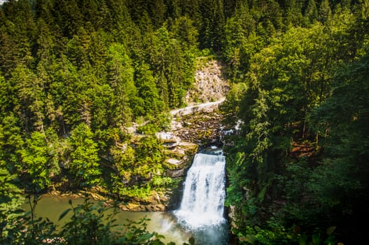 Doubs Falls on the Franco-Swiss border in France