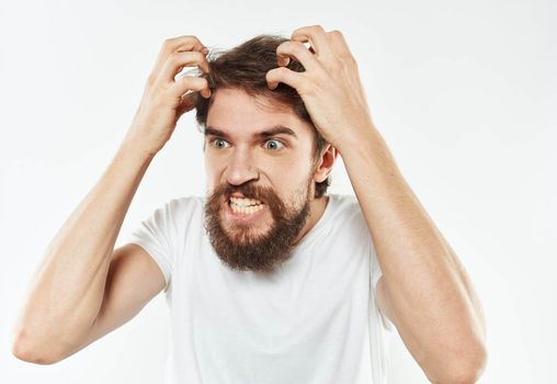 Portrait of a national man with bushy beard irritability stress Model. High quality photo