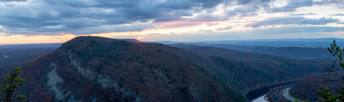 A Panoramic View Of a Dramatic Sunset From Atop Mount Tammany at the Delaware Water Gap