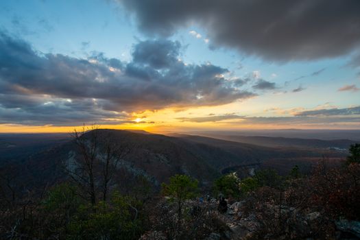 A View of a Dramatic Sunset From the Peak at Mount Tammany at the Delaware Water Gap