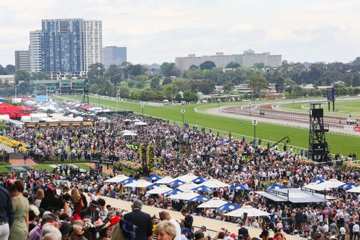 MELBOURNE, AUSTRALIA - NOVEMBER 6: Guests enjoying Lexus Melbourne Cup Day at the 2018 Melbourne Cup Carnival