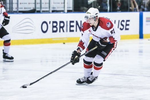 MELBOURNE, AUSTRALIA - JUNE 21: Kyle Heffernan of Canada in the 2019 Ice Hockey Classic in Melbourne, Australia