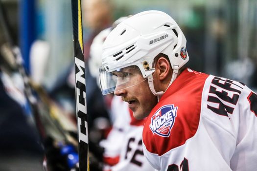 MELBOURNE, AUSTRALIA - JUNE 21: Shane Heffernan of Canada in the 2019 Ice Hockey Classic in Melbourne, Australia