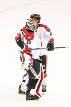 MELBOURNE, AUSTRALIA - JUNE 21: Canada celebrates winning in the 2019 Ice Hockey Classic in Melbourne, Australia