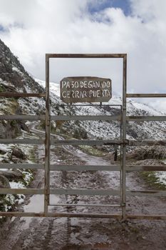 Door closed to prevent the passage of cattle. Aguas Tuertas valley, Hecho and Anso, Huesca, Spain.