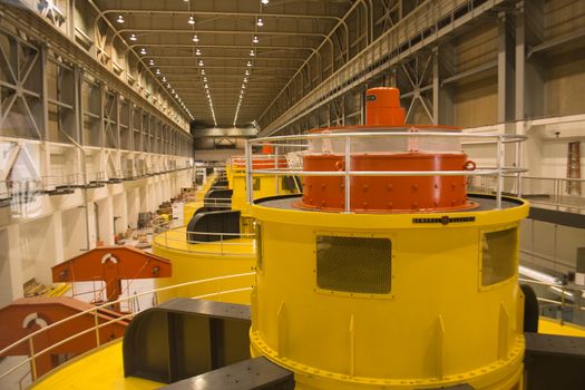 Page, Arizona, November 2013: Turbine hall of Glen Canyon hydroelectric power plant near Page, Arizona in the United States.