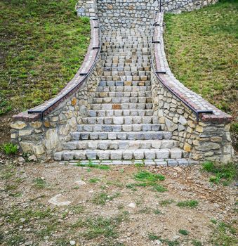 Curvy stone and concrete stairs 