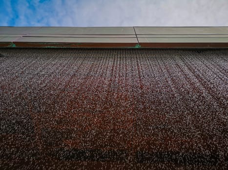 Wall of water drops falling down